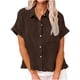 thumbnail image 2 of Craaazy Ladies Oversized Short Sleeve Tunic Tops, Lightweight Casual Shirt, Collared Pocket Blouse with Ruffle Hem for Everyday Outfits Gifts, 2 of 8