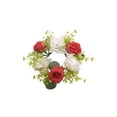 thumbnail image 2 of Artificial Floral Candle Ring Wreath for Table Centerpiece, Plastic Wedding Christmas Dinner Decor, Decorative Holder for Pillar Candles(Red), 2 of 6