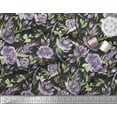 thumbnail image 3 of Soimoi Black Cotton Duck Fabric Leaves & Peony Floral Decor Fabric Printed Yard 42 Inch Wide, 3 of 3