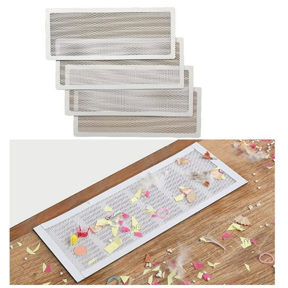 Monebena 4 Pack Floor Vent Mesh Covers, 4x10" Magnetic Air Vent Screen Register Trap, Rectangle Floor Register Mesh Cover for Wall Ceiling Floor Catch Debris Hair Insect, White