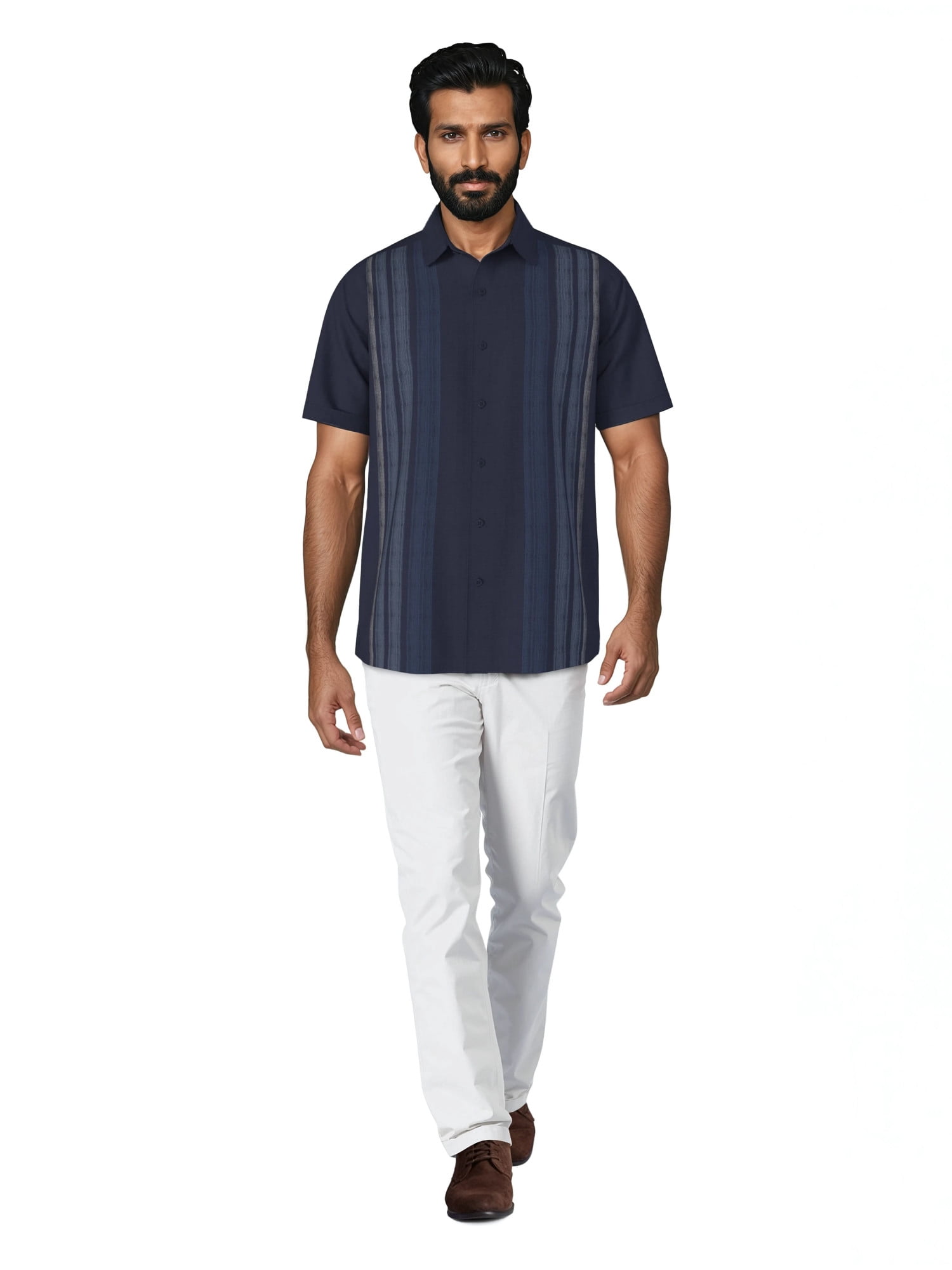 Cafe Luna Men's and Big Men's Gradient Panel Print Short Sleeve Woven Shirt, Size S-4XL