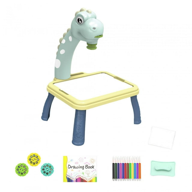 Juego de proyector de dibujo con 12 rotuladores de colores, mesa para dibujar y dibujar, suministros de arte 24 patrones oscuros