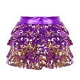 thumbnail image 5 of Sholeno Children Girls Sparkly Jazz Hip Hop Dance Clothes Crop Top Camisole Tutu Skirt Cheerleading Uniforms Purple 6, 5 of 7