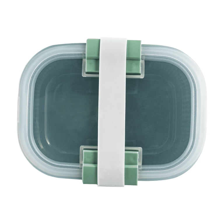 Mainstays Plastic Bento Snack Container, Rectangular, Green, 19 oz