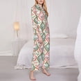 thumbnail image 3 of Picia flowers and white geese Pattern Women’s Long-Sleeve Sleepwear Set - Soft 2-Piece Loungewear with Pockets, Comfy PJs for Relaxing Nights-Medium, 3 of 7
