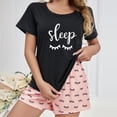thumbnail image 2 of FASHOFT Cute Pajamas for Women Set 2 Piece Short Sleeve Pjs Floral Graphic Top Y2K Summer Sleepwear Lounge Set Black L, 2 of 3
