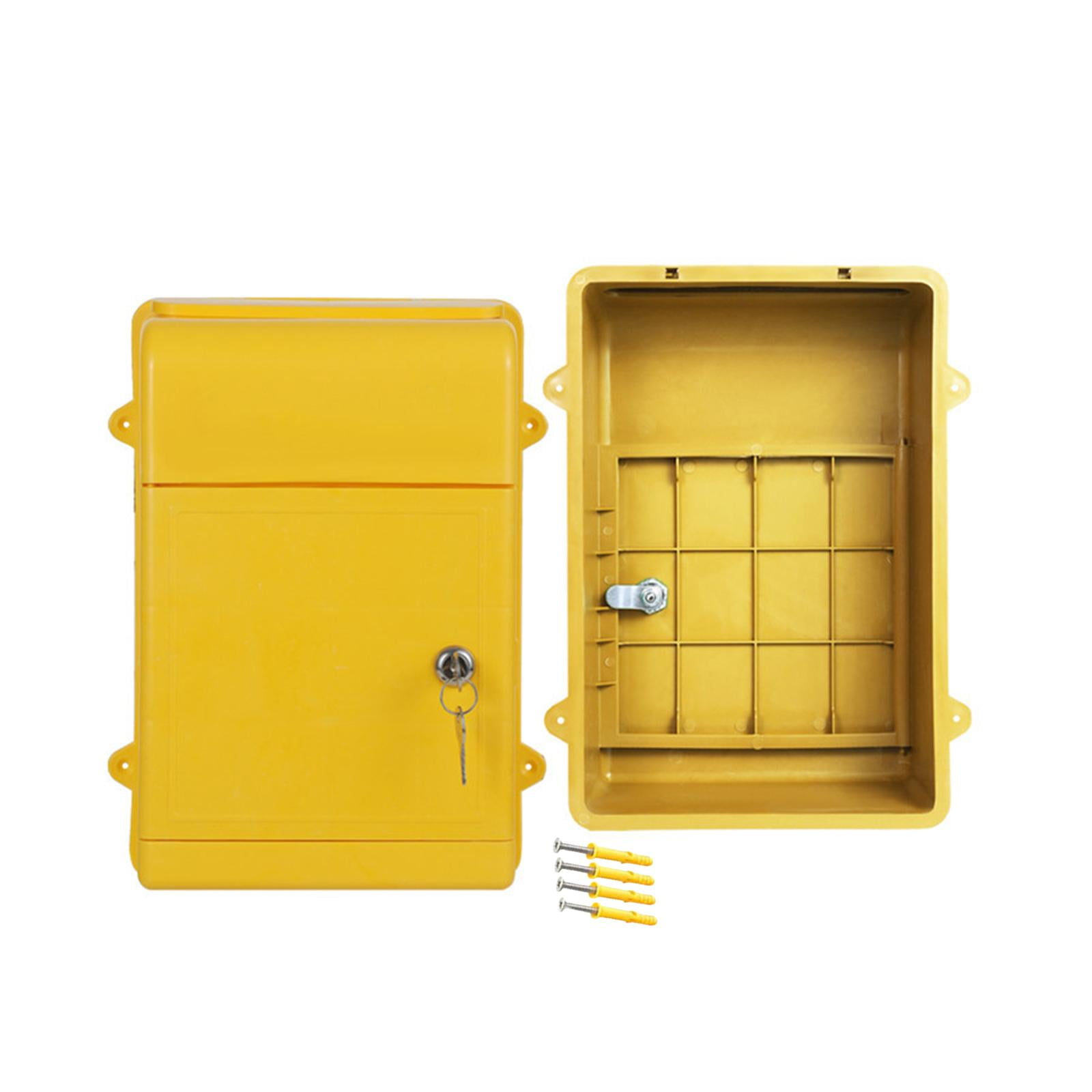 Baoblaze Wall Mount Mailbox Back Hollow Letter Box for Office Building Outdoor Street Yellow