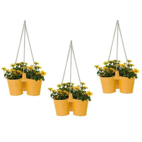 HOUSTON INTERNATIONAL TRADING  8116E S/3 Enameled Galvanized Steel Hanging Planter Set of 3