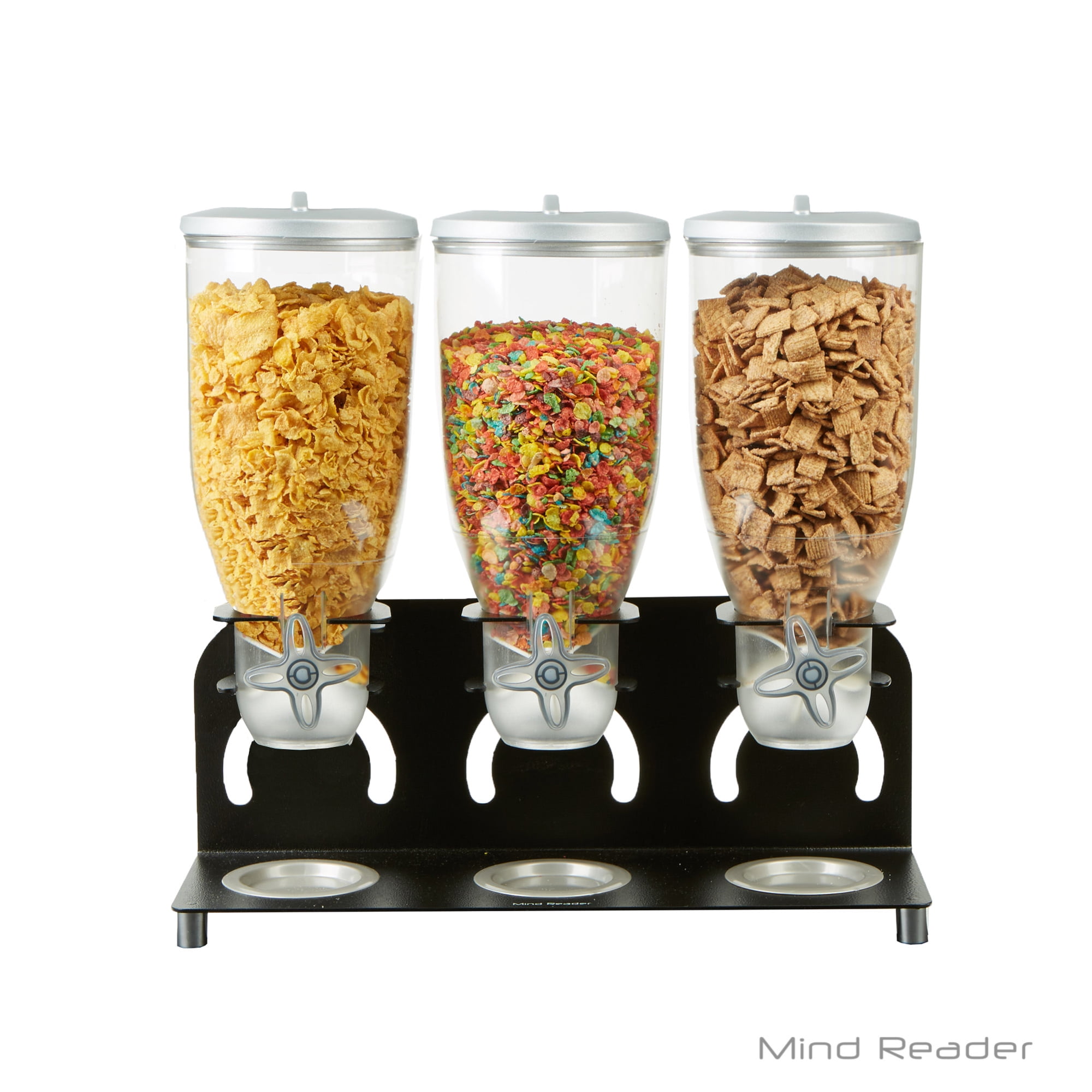 Mind Reader Heavy Duty Metal Cereal Triple Dispenser, 18 1/2w x 5.93d x