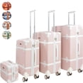 thumbnail image 2 of Set 4 Maletas Vintage Rack and Pack  4 Ruedas Resistentes Retro Tipo Baul Rosa, 2 of 7