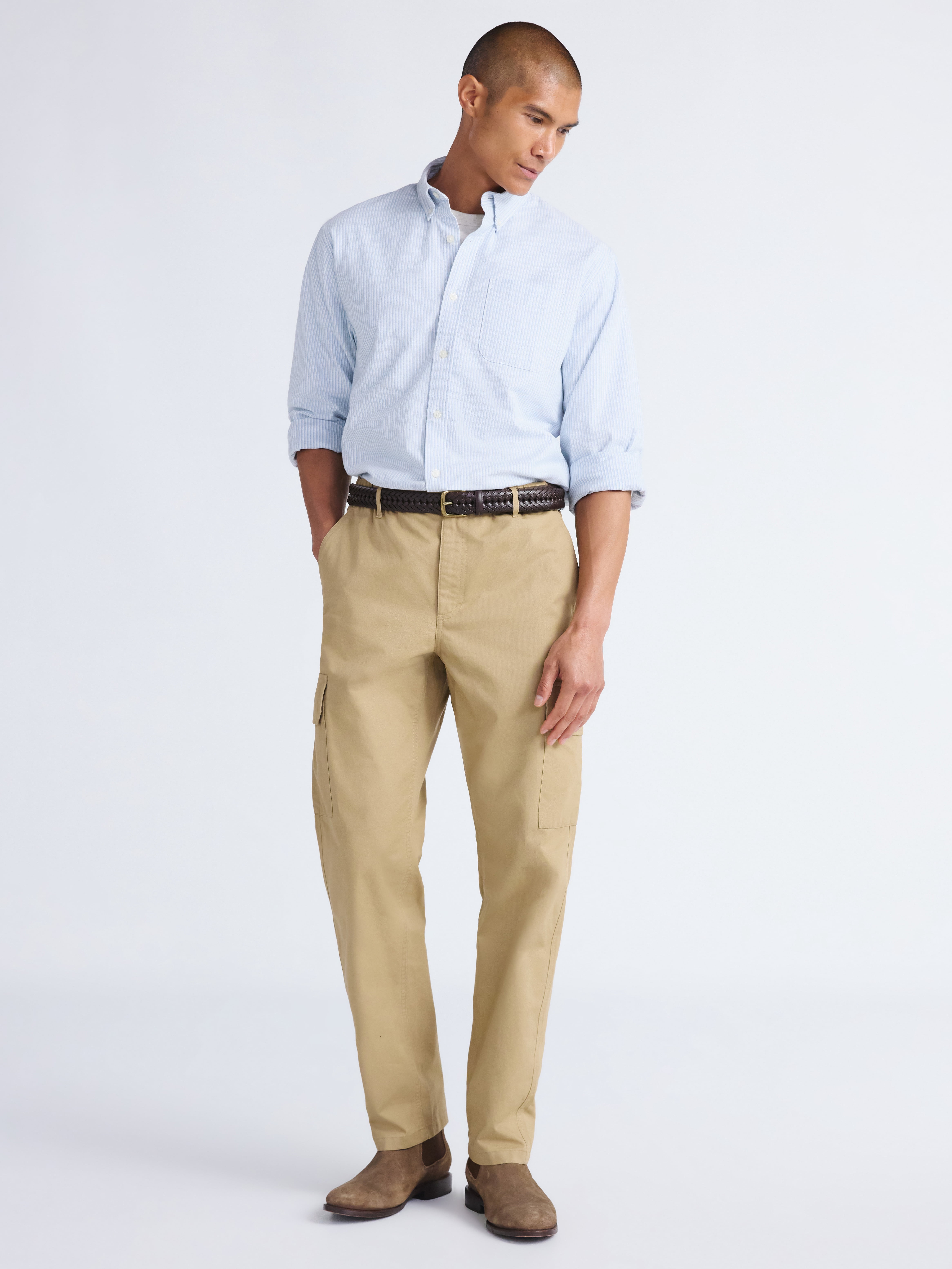 Free Assembly Men's Cotton Button Down Oxford Shirt with Long Sleeves, Sizes XS-3XL