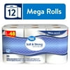 Great Value Soft & Strong Premium Toilet Paper, 12 Mega Rolls, 380 Sheets per Roll