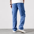 thumbnail image 5 of GrmtClth Men Casual Daily Cargo Jeans, Male Street Trousers, Wide Leg Multi Pocket Loose Denim Bottoms, Soft Denim Daily Fashion Garment Dark Blue XL, 5 of 5