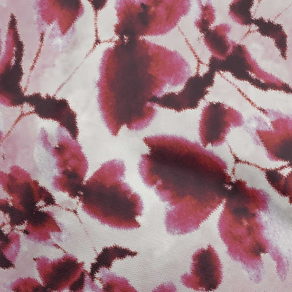 oneOone Cotton Cambric Maroon Fabric Abstract-Blurred Floral Pattern Sewing Material Print Fabric By The Yard 42 Inch Wide