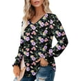 thumbnail image 4 of KISSMODA Women's Long Sleeve Comfy V-Neck Blouse & Tunic Tops, S-2XL, 4 of 4