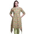 thumbnail image 1 of Bimba Beige Plumeria & Floral Printed Tops For Women Asymmetric Kurti Summer Dress For Girls X-Large, 1 of 6