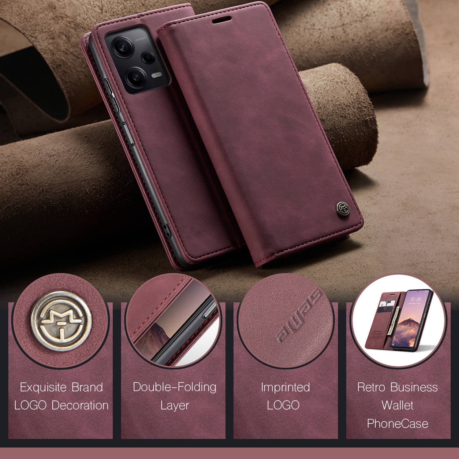 ETFAST Leather Wallet With Card Holder Zipper Phone Case For Xiaomi Poco X5 Pro High Quality Leather Phone Case