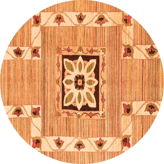 Ahgly Company Indoor Round Abstract Orange Modern Area Rugs, 8' Round