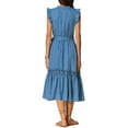 thumbnail image 3 of INSPIRE CHIC Sleeveless Summer Dress for Women's Casual V Neck Ruffled Belted Sundress A Line Dresses XS Blue, 3 of 6