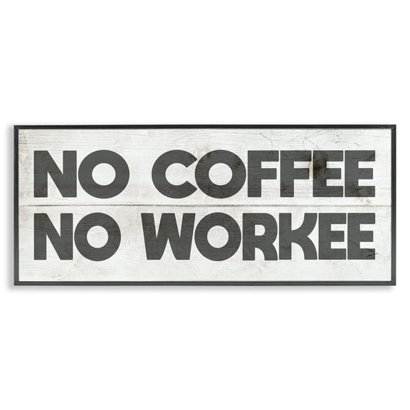 Stupell Industries No Coffee Funny Office Phrase Typography Painting Black Framed Art Print Wall Art, 24 x 10