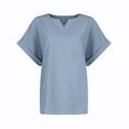 thumbnail image 7 of Basic T Shirts for Women Ladies Summer Casual Roll Short Sleeve V-Neck Solid Color Blouse Women's Shirt, 7 of 7