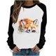 thumbnail image 1 of Moda mujer primavera otoño Color a juego impreso manga larga cuello redondo Casual camisetas Pompotops  gfhjh18474, 1 of 5