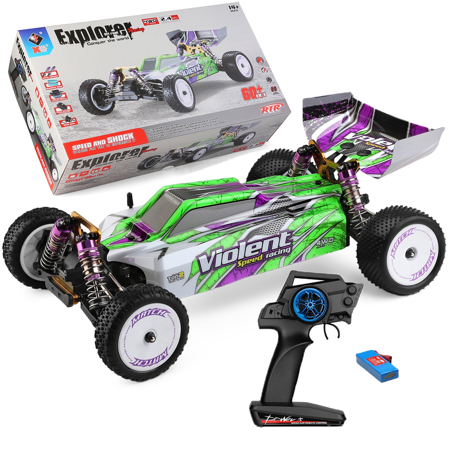 Wltoys 104002 High Speed Racing Car 4WD 60km/h 110 Scale RC Car Off