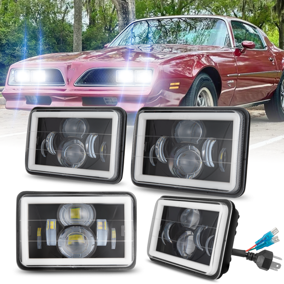 4pcs 4x6" LED Headlights Fit Pontiac Firebird Trans AM 1977 1978 1979 1980 1981
