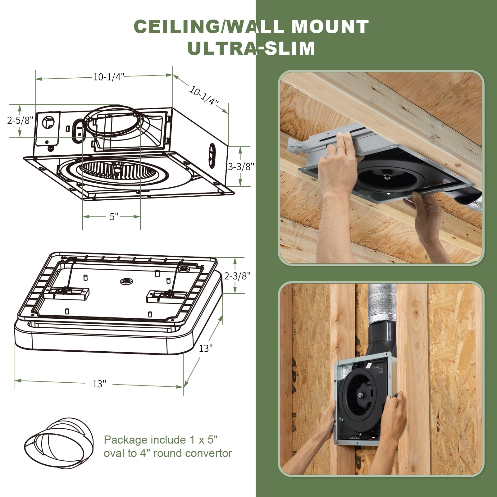 Akicon Bathroom Exhaust Fan with Light, 50-80-100 CFM, 1.2 Sones, 3CCT LED, Quiet, Energy Saving