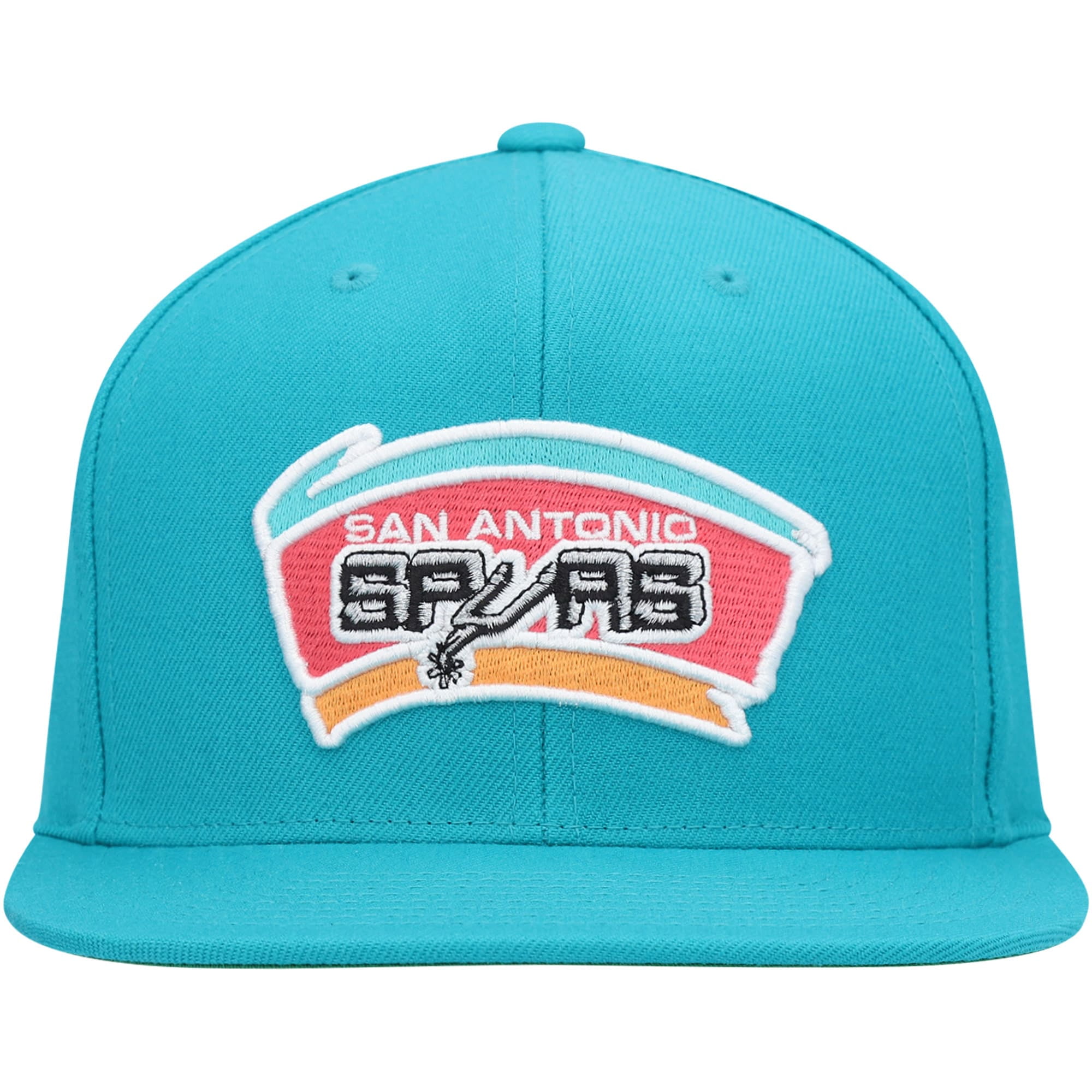 Mitchell & Ness San Antonio Spurs NBA Paintbrush Snapback Hat (White/Teal)