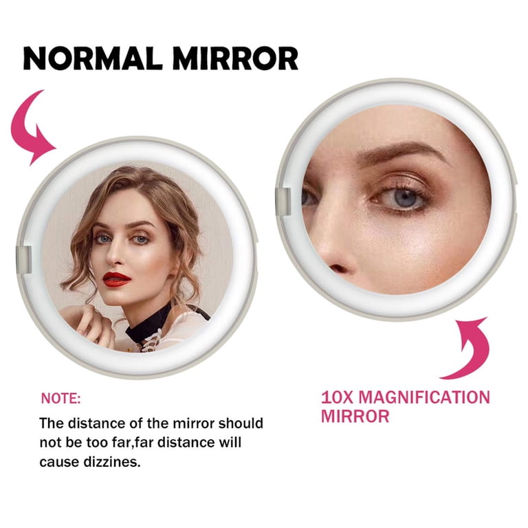 LED Lighted Compact Mirror, 1x/10x Magnification, White photo 4