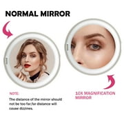 LED Lighted Travel Makeup Mirror, 1x/10x Magnification Compact Mirror, Portable for Handbag, Purse, Pocket, 3.5 inch Illuminated Folding Mirror, Handheld 2-Sided Mirror, Round, White