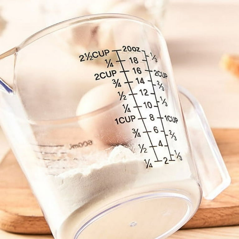 Lurrose Plastic Measuring Cups with Handles 2 Cup Ml Clear Measurement Tool  for Baking Cooking Sugar Flour (Transparent)