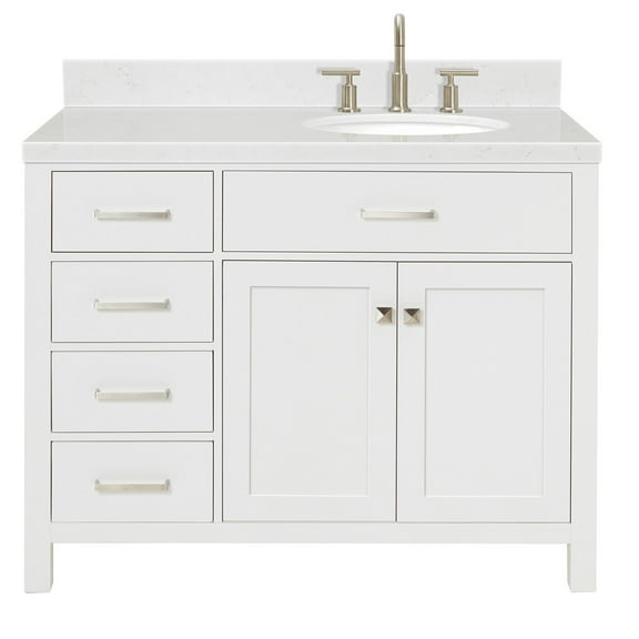 Ariel H042srcqovo Bristol 42" Free Standing Single Basin Vanity Set - White