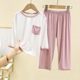 thumbnail image 2 of Modal Pajamas Kids Girls Pajamas 3/4 Sleeve Shirt Pants 2 Piece Sets Casual Round Neck Loungewear Pjs Outfit Little Sleepwear Pajamas Pink 3-4 Years, 2 of 6