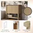 thumbnail image 4 of 36" Modern Bathroom Vanity with Rectangle Ceramic Sink, Bathroom Cabinet with Large storage space and 45 Degrees Free-Handle Design Soft-Closing Doors, 1 Open Shelf at the Bottom, Natural, 4 of 9