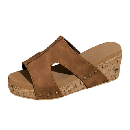 

Vuygyu Women Summer Solid On Casual Open Toe Wedges Comfortable Beach Shoes Sandals Slippers Clog Sandals for Women Closed Toe Heel Sandals for Women Womens Fisherman Sandals 8 Rose Sandals Women