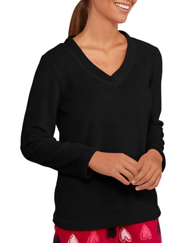 Women's V Neck Long Sleeve Micro Plush 