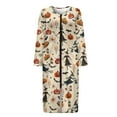 thumbnail image 4 of FKELYI Women Zip Up Robe Nightgowns Comfy House Coats Halloween Pumpkin Bat Star Print Full Length House Dress Long Sleeve Bathrobe with 2 Pockets Breathable Sleepwear, XL, 4 of 6