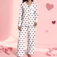 thumbnail image 6 of Women's Soft Comfy 15 Piece Valentines Pajama Set Heart Print Long Sleeve Button-up Lapel Valentines Shirt Pants Matching Pjs Sets Loungewear, 6 of 6