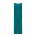 thumbnail image 3 of bnaln Women's 2 Piece Lounge Set Summer Outfits Casual Sleeveless Camisole Crop Top Capri Wide Leg Pants Jumpsuit Cotton Linen Loungewear Beach Travel Sets Spring Matching Tracksuit, 3 of 8