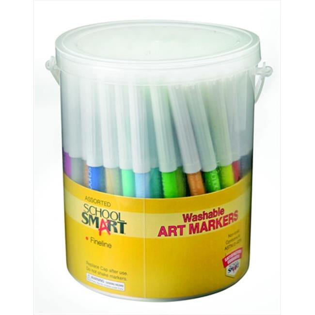 School Smart 086514 Non-Toxic Quick Dry Washable Marker, Fine Tip, Assorted  Colors, Pack 100