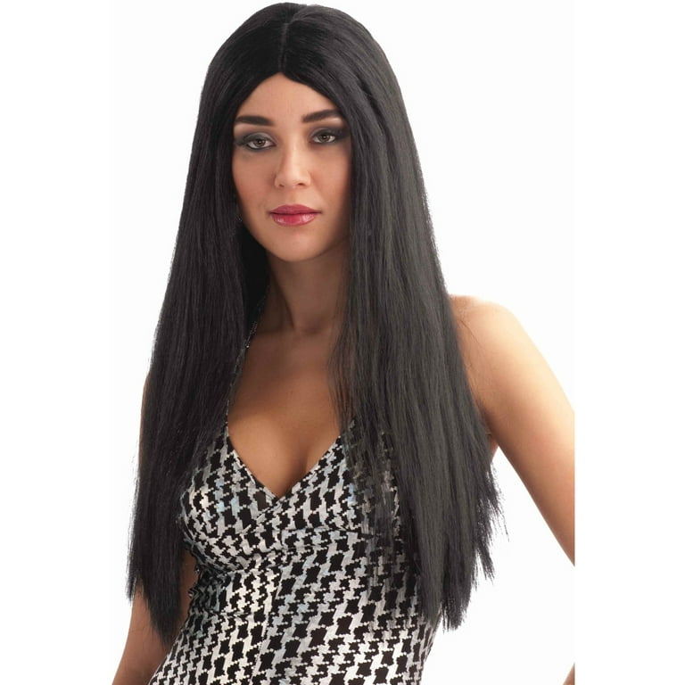 Forum Novelties Adult Womens Costume Long Deluxe Black Straight Center Part Wig