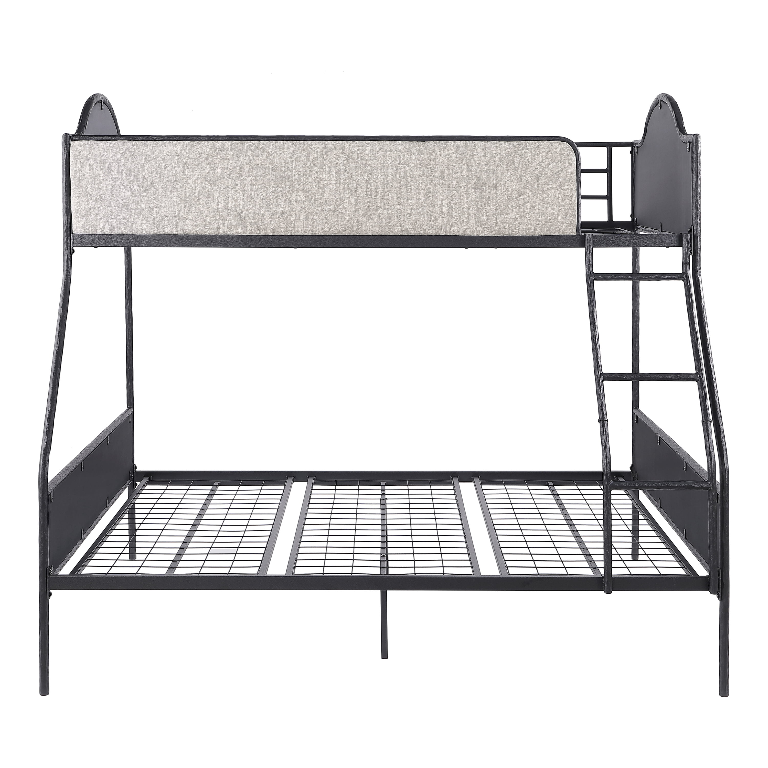 Furniture of America Rima Modern Kids Metal Twin over Full Bunk Bed with Reversible Ladder, Black