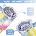 thumbnail image 5 of Blue, Pink and Yellow Tie-dye 40 Oz Tumbler with Handle Lid and Straw, Stainless Steel Double Walled Vacuum Insulated Cup, Cute Birthday Gifts Tumbler for Women Men Friends, 5 of 7