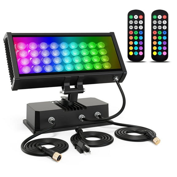Landscapestation LED Wall Washer Flood Light, Linkable 144W RGBW 5700K Dimmable with RF Remote