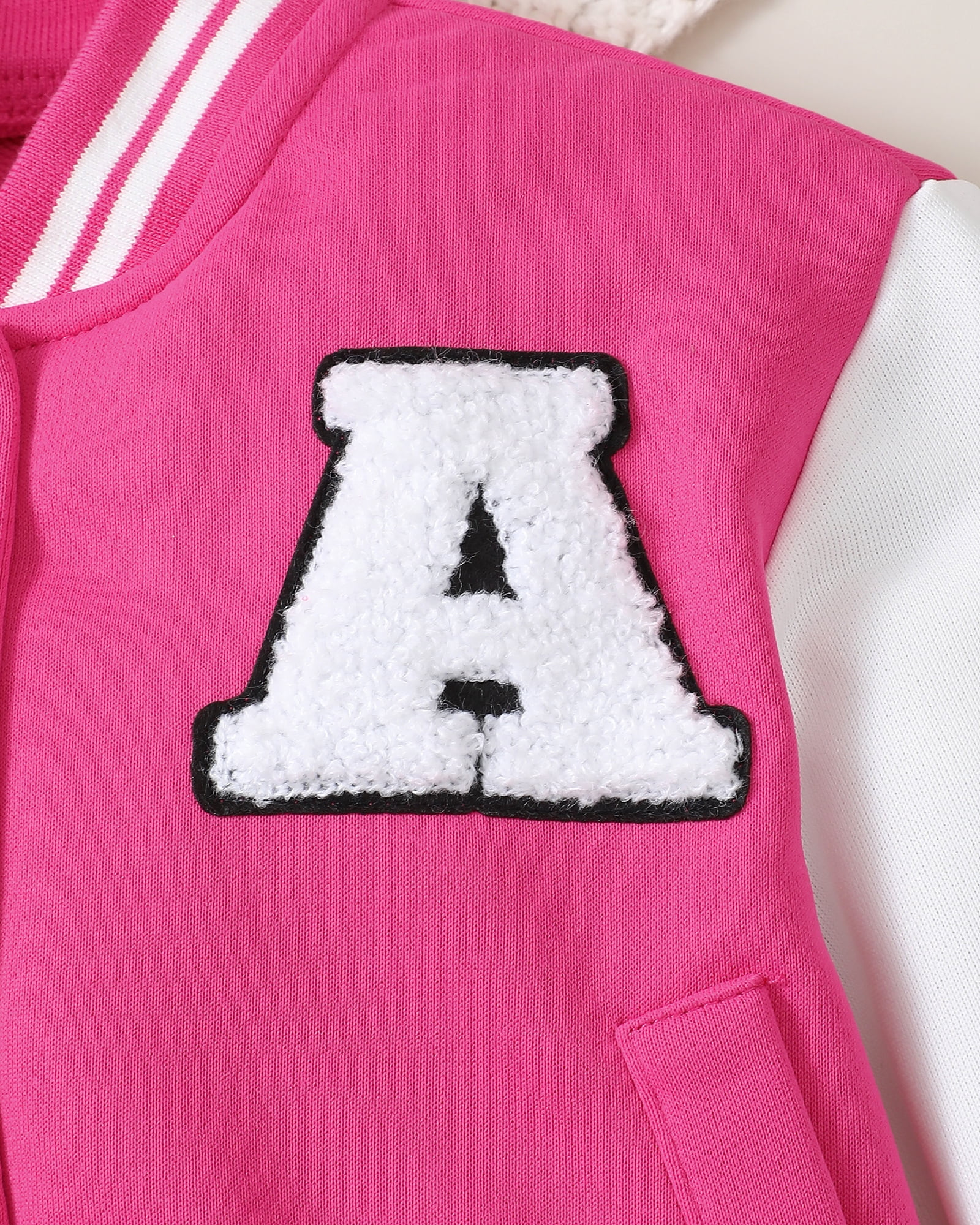 9 Years Big Girls Winter Outfits 10 Years Youth Child Kids Clothes Set Long Sleeves Letter Embroidery Baseball Lacket Color Block Coat Pleated Skirt Set 2pcs Clothing Pink