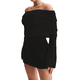 thumbnail image 3 of Vestido Elegante Tipo Suéter de con Hombros Descubiertos para Mujer, Ajustado, de Larga y Crochet Negro L, 3 of 9