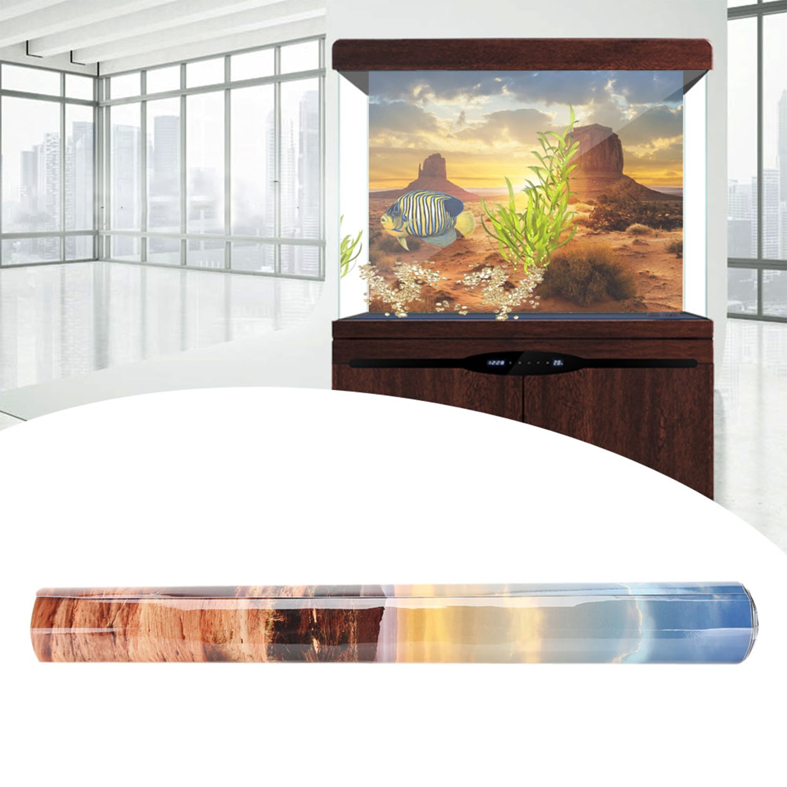 Aquarium Background Poster, PVC Non-glare Fish Tank Poster Fish Tank Background Paper, Thickened Yellow for Outdoor Use Fish Tank Home Aquarium
