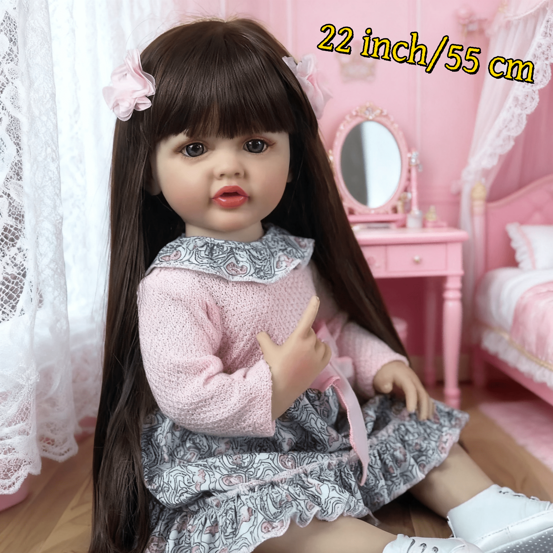 iCradle Lifelike Lovely Toddler Dolls Girl 22 Inch Realistic Beatiful Reborn Toddler Dolls Girls Babies Soft Full Body with Wig Sheath Birthday Gift for Kids Age 3+